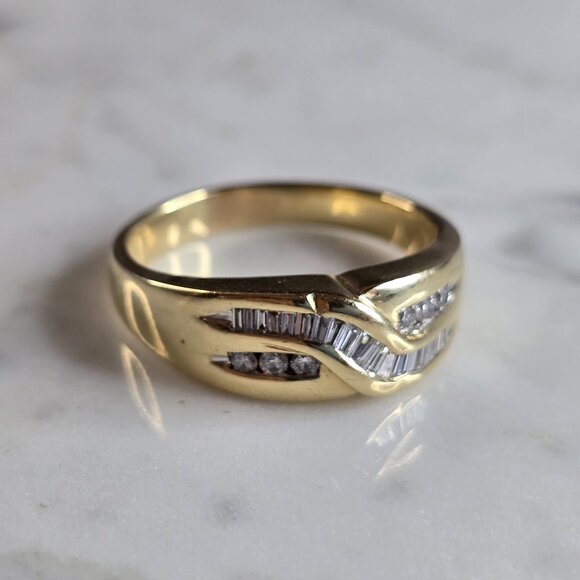 Mens Vintage Estate 14K Yellow Gold Diamond Ring 10.2g E7939